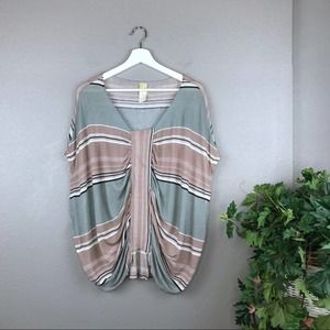 Anthropologie C Keer Oversized Loosened Striped Top
